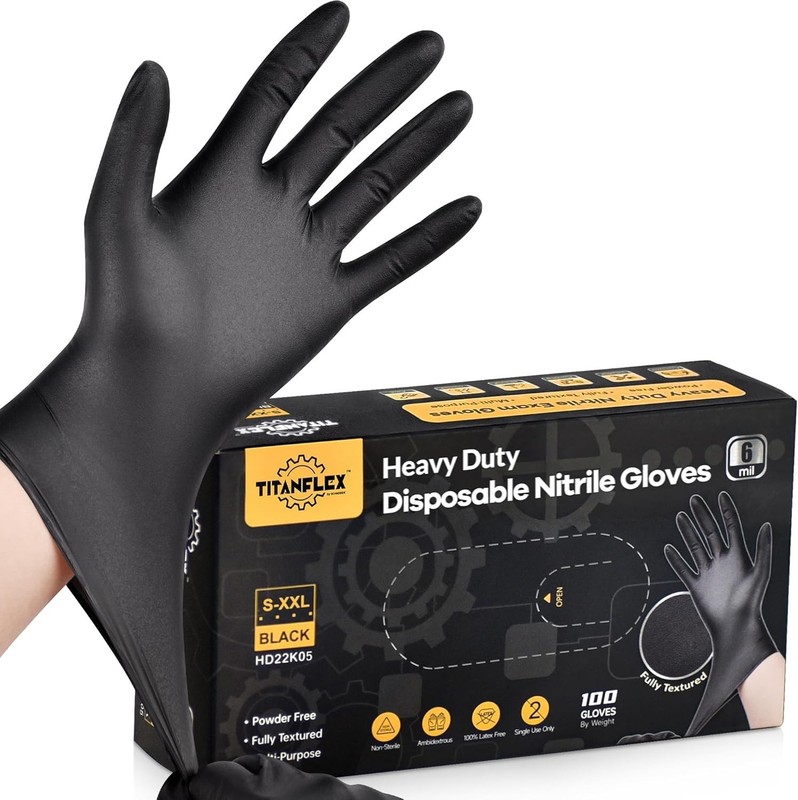 First Glove Black Industrial Disposable Nitrile Gloves 6 Mil Latex & Powder Free gallery