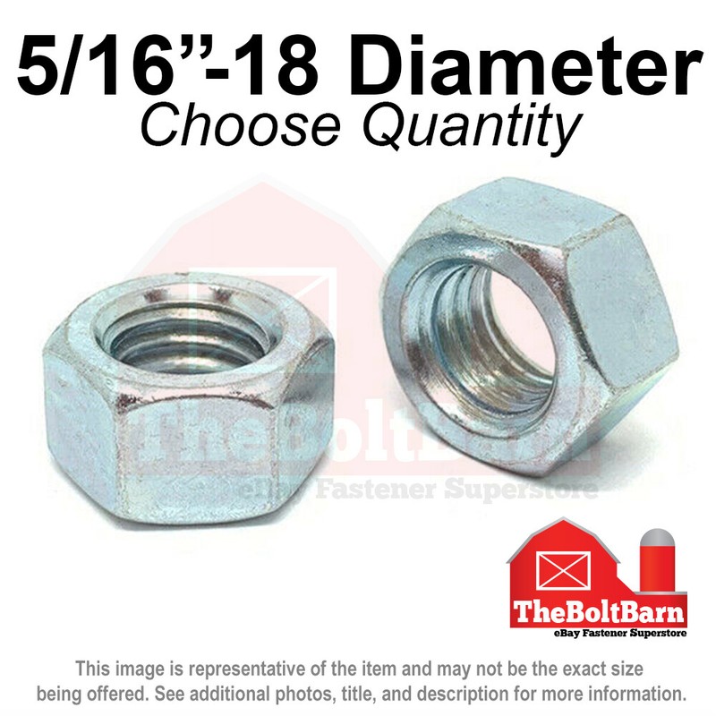5/16″-18 Grade 5 Finished Hex Nuts Zinc Plated Coarse Thread (Pick Quantity)
