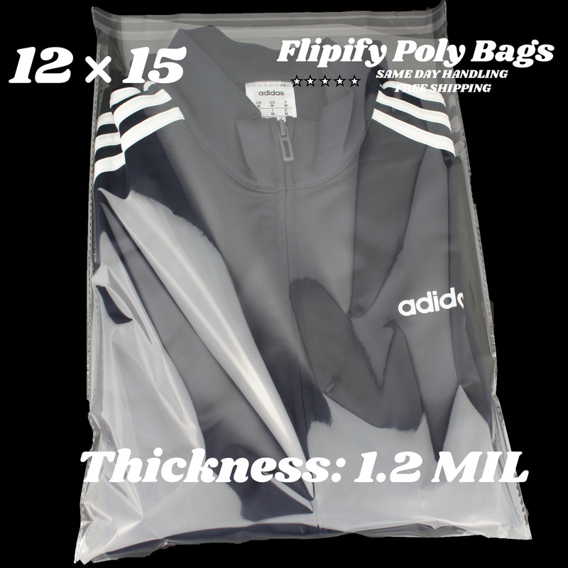 12×15 Clear Resealable T-Shirt/Apparel Self Seal Lip Tape Poly Plastic bags