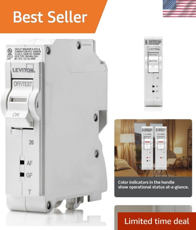 20A 1-Pole Plug-On AFCI/GFCI Branch Circuit Breaker, Thermal Magnetic, 120 VA…