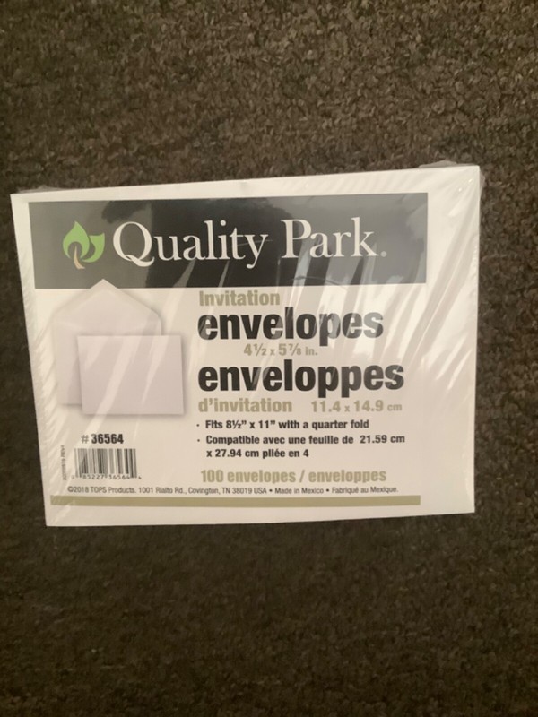 Quality Park Invitation Envelopes, White, 4.5x 5 7/8 inches,Box of 100