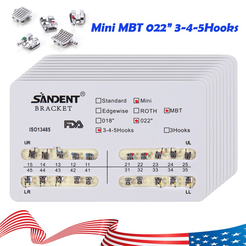 10-100 Packs Dental Orthos Brackets Braces MINI Roth.022 Hook345 /Arch Wire mx
