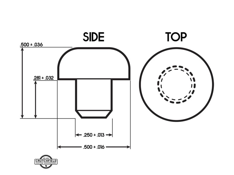 Rubber Push In Bumper Feet • 1/2" OD, 7/32" High, for 1/4" Holes • Sold in Packs gallery