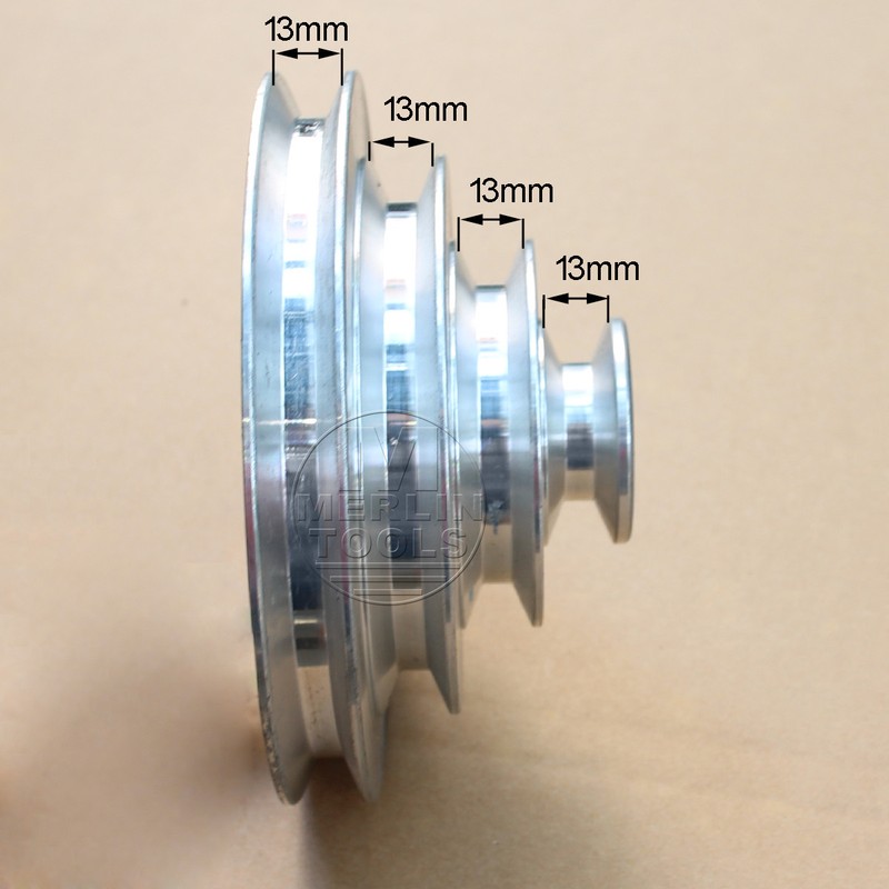 OD 130mm, 4 Step Pulley 16mm Bore for 1/2" = 12.7mm Belt width - Cast Aluminum gallery