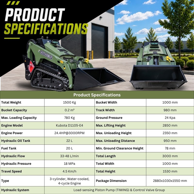 TYPHON STOMP V1000 1.5Ton Skid Steer Loader Kubota D1105 w Grapple and Bucket gallery