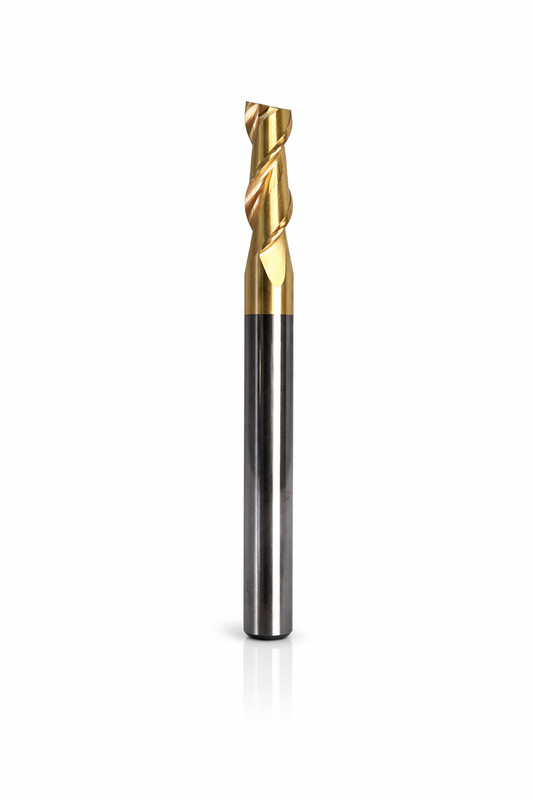1/4”, Two Flute, ZrN Coated, Carbide End Mill for Aluminum, Wood & Plastics