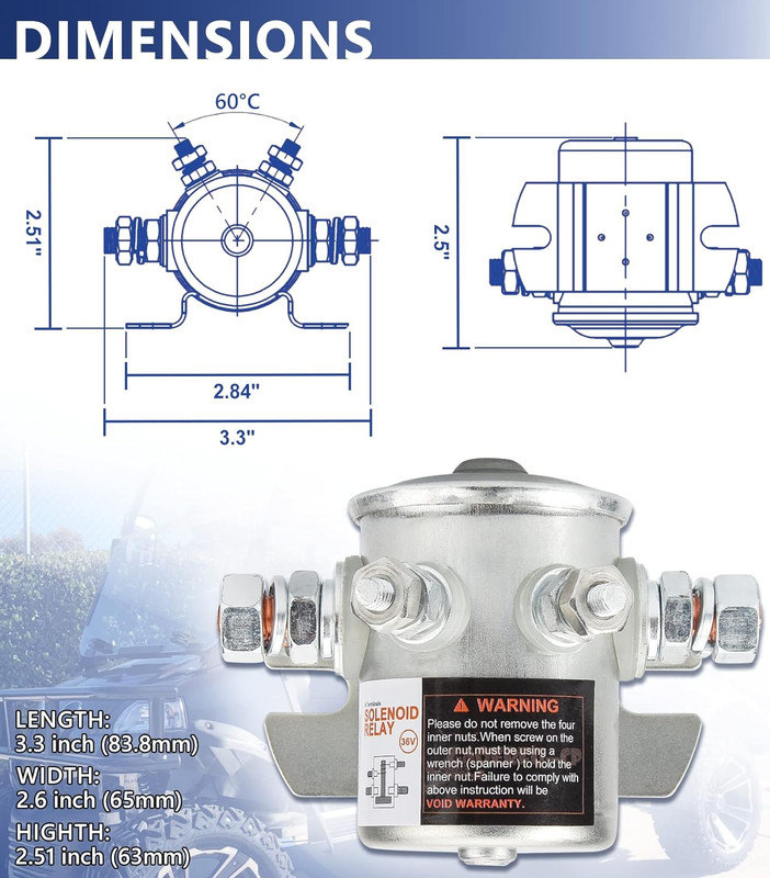 EZGO Solenoid 36V, 70 Series Continuous Duty Solenoid Relay for EZGO Txt/Maratho gallery