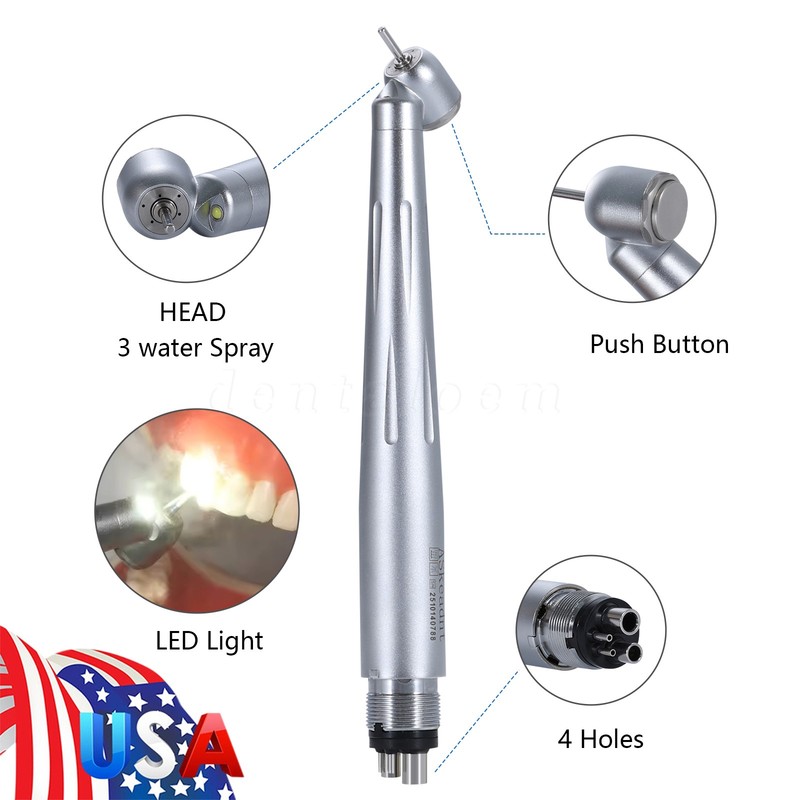 Dental 45 Degree (LED) High Speed Handpiece (Self-Power) Oral Surgery Turbine 4H