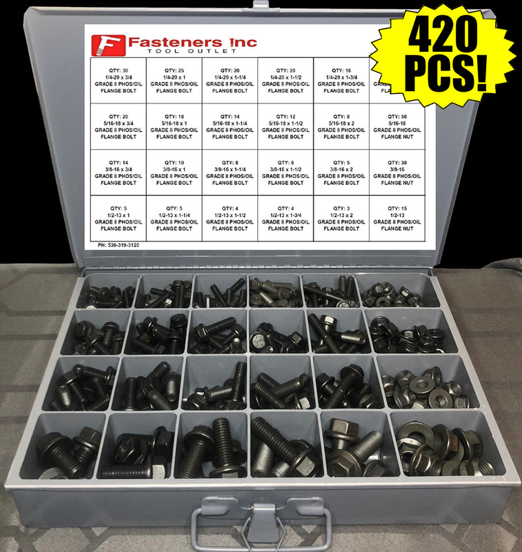 1/4-20 Grade 8 Flange Frame Bolt Black Phosphate & Oil (All Sizes & Qty's) 1/4" gallery