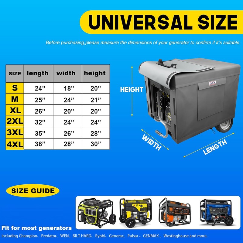 HEAVY DUTY Portable Generator Cover Waterproof UV Resistant 25”L X 24”W X 21”H gallery