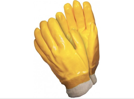 MCR Safety 6600 Single-Dipped PVC Plastic Gloves Smooth, Yellow, Large, 12 Pair