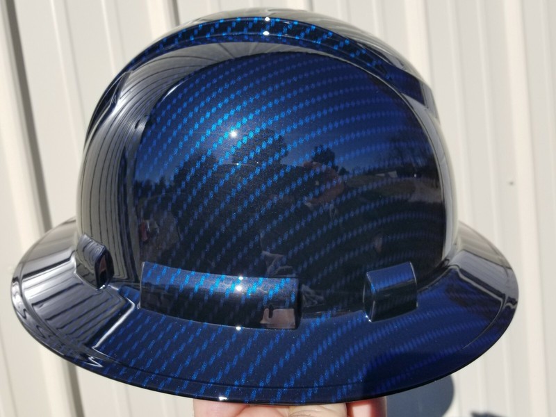 NEW FULL BRIM Hard Hat custom hydro dipped Deep blue candy carbon fiber sick gallery