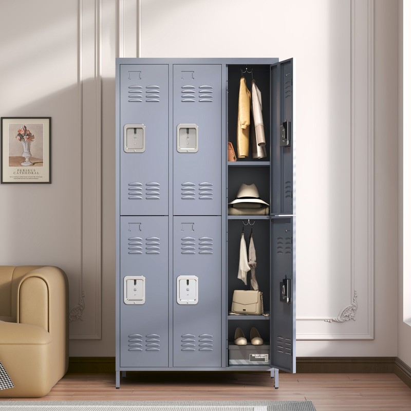 6 Door 72″H Metal Storage Locker Cabinet with Lock, Gray