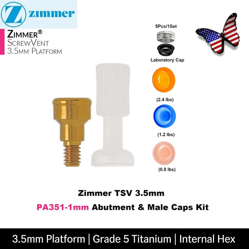 US Dental Locator Abutment Fits Zimmer TSV 3.5/4.5 NP/RP 1-5mm GH Internal Hex gallery