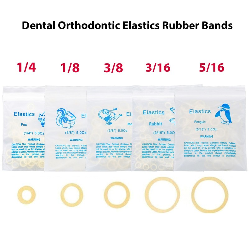 US Dental Ortho Elastics Latex Braces Orthodontic Rubber Bands 3.5,5.0,6.5 OZ gallery