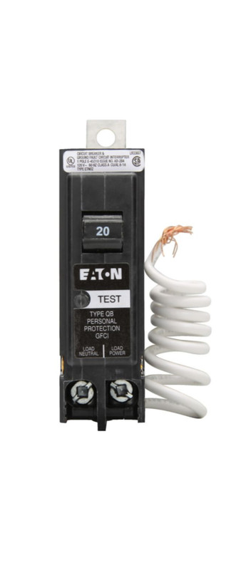Eaton QB1020GF 20A GFCI Circuit Breaker