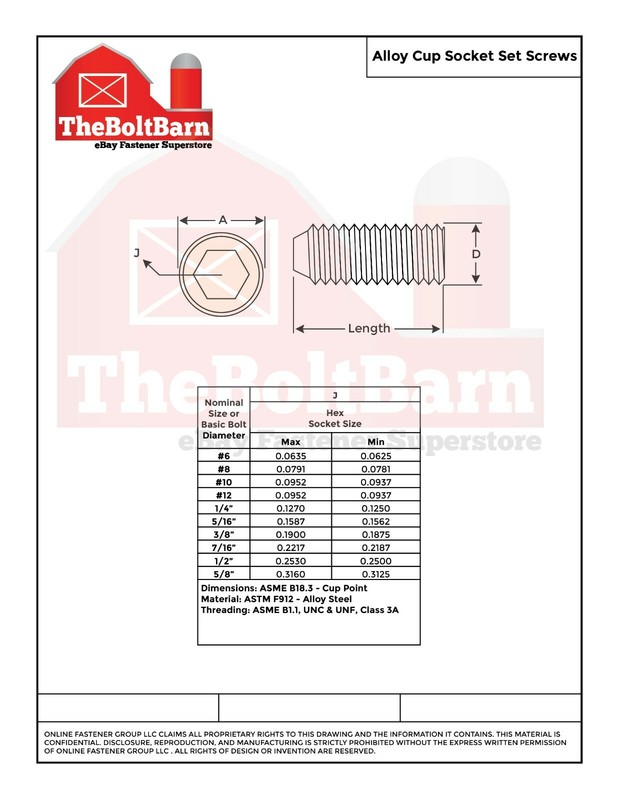 5/16"-18 Alloy Cup Point Allen Socket Set Screw Coarse Black Oxide (Pick Size) gallery