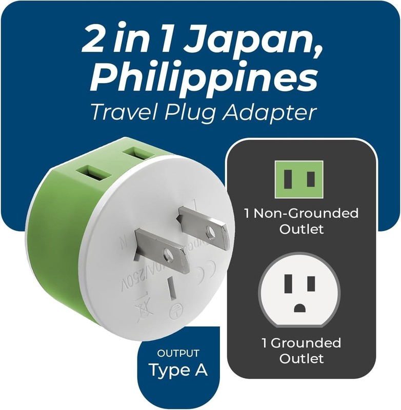 Japan Philippines Power Plug Adapter with 2 USA Inputs - Travel 3 Pack - Type gallery