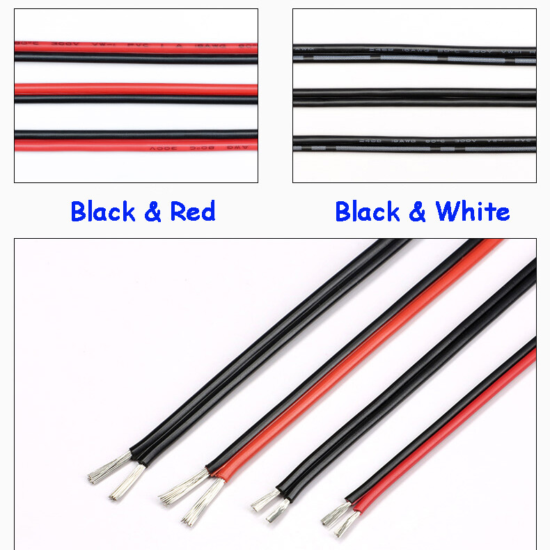 UL2468 16/18/20/22/24/26/28/30 AWG 2 Cores Cable Red & Black Stranded Wires Cord gallery