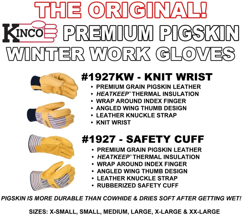 Kinco Pigskin Leather Palm Warm Winter Insulated Lined Cold Weather WORK GLOVES gallery