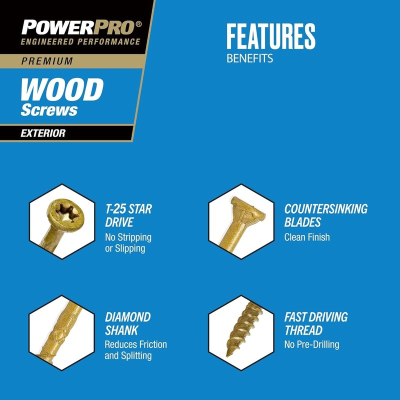 Exterior Wood Screws, x 2 Inch All-Purpose Deck Screws for Outdoor Projects, ... gallery