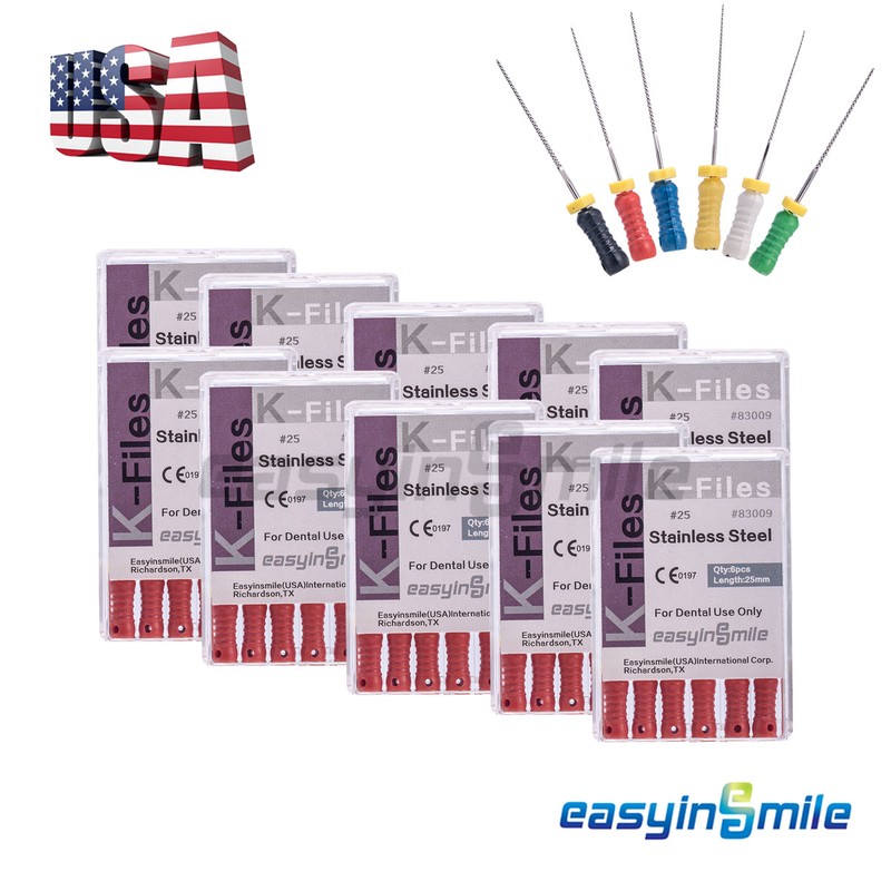 60pc Dental Endo Root Canal File K-files 25mm Stainless Steel Hand Files #6#8#10 gallery