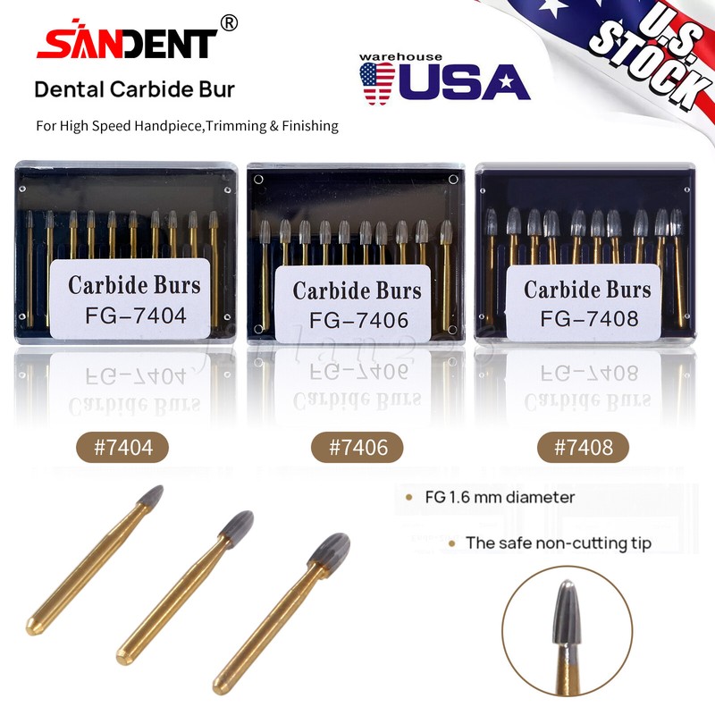 Dental Carbide Burs Trimming Finishing Polishing Egg Football FG 7404 7406 7408 gallery