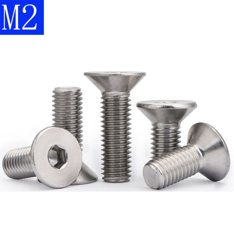 M2 2mm M2x0.4 DIN7991 Stainless Steel FLAT HEAD Socket Screws Bolt Countersunk