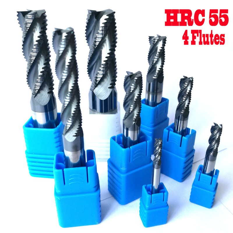 4PCS 3/4/5/6MM 4 Flutes HRC55 Roughing End Mills Square Carbide Cutter milling
