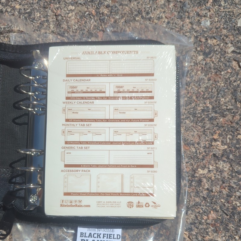 Rite in the Rain Tactical Tailor All Weather Field Planner Black 9250B w/pen gallery