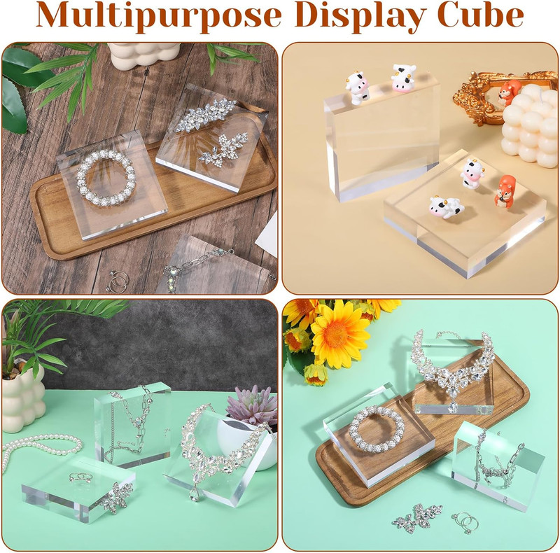 8Pcs Acrylic Blocks for Display, 4 X 4 X 1 Inch Clear Polished Acrylic Cube Rise gallery