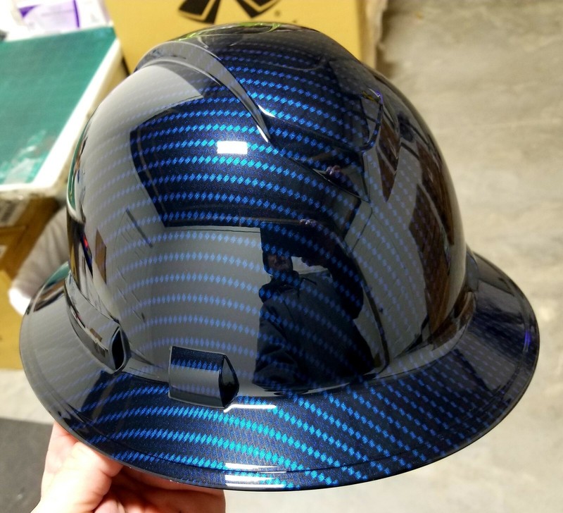 NEW FULL BRIM Hard Hat custom hydro dipped Deep blue candy carbon fiber sick gallery
