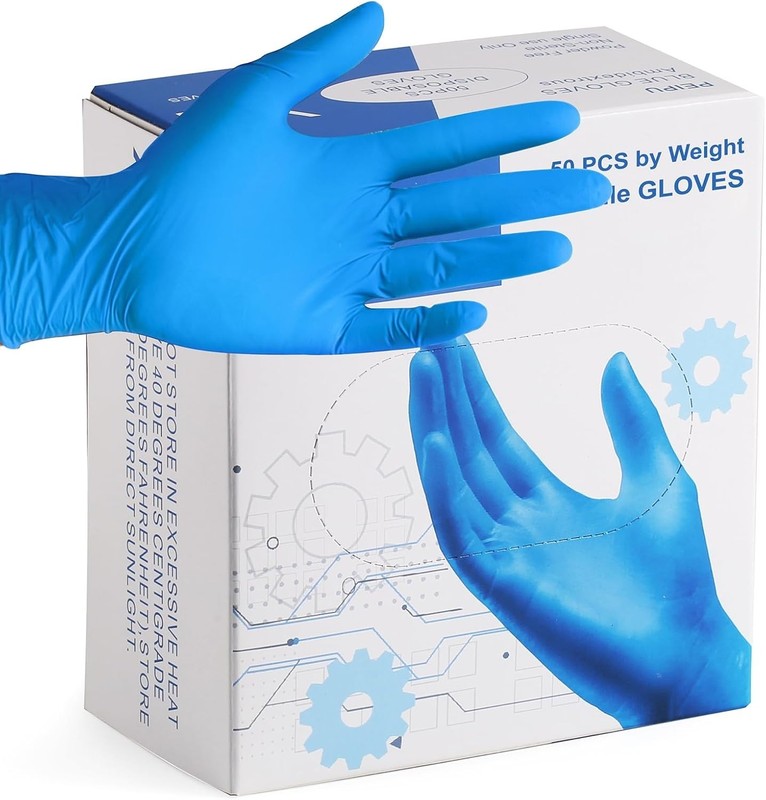 Ambidextrous Waterproof Nitrile Gloves - 50 Pack, Ideal for Hygiene & Cleaning gallery