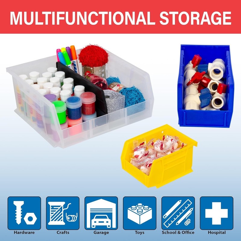 30224 AkroBins Plastic Storage Bins, Space-Saving Stackable Bins for Garage, ... gallery