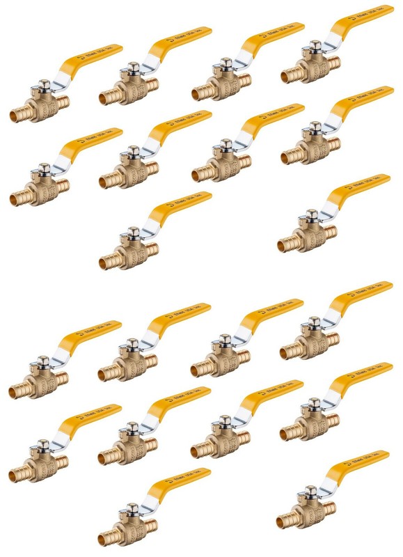 EFIELD 20 PCS EFIELD 3/4″ PEX FULL PORT SHUT OFF BALL VALVE ,YELLOW LEVEL