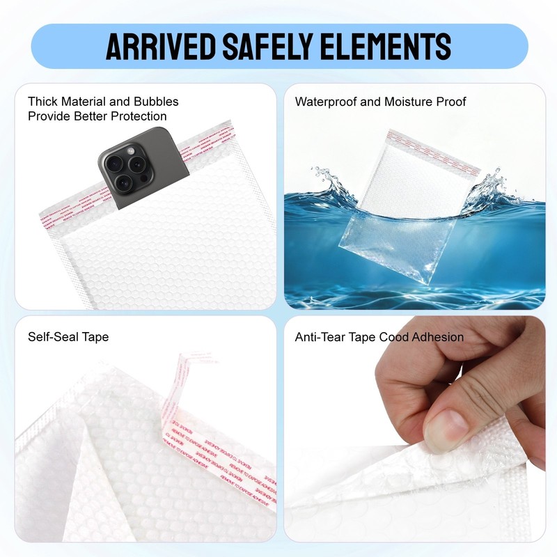 Poly Bubble Mailers 7"x9" /9.8"x11.8" /7.8" x9.8" Tough Dimple Design Bag White gallery