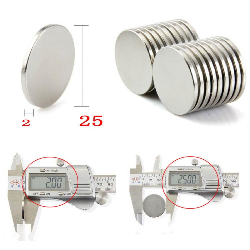 10 25 50 100pc 25mm x 2mm 1"x2/25" N52 Strong Disc Rare Earth Neodymium Magnet gallery