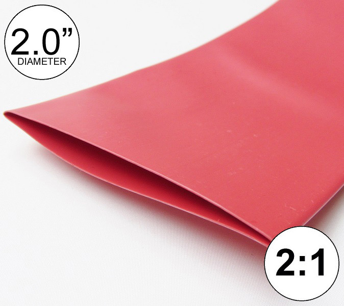 2″ ID Red Heat Shrink Tube (8 inches) 2:1 ratio 2.0″ polyolefin feet/ft 50mm