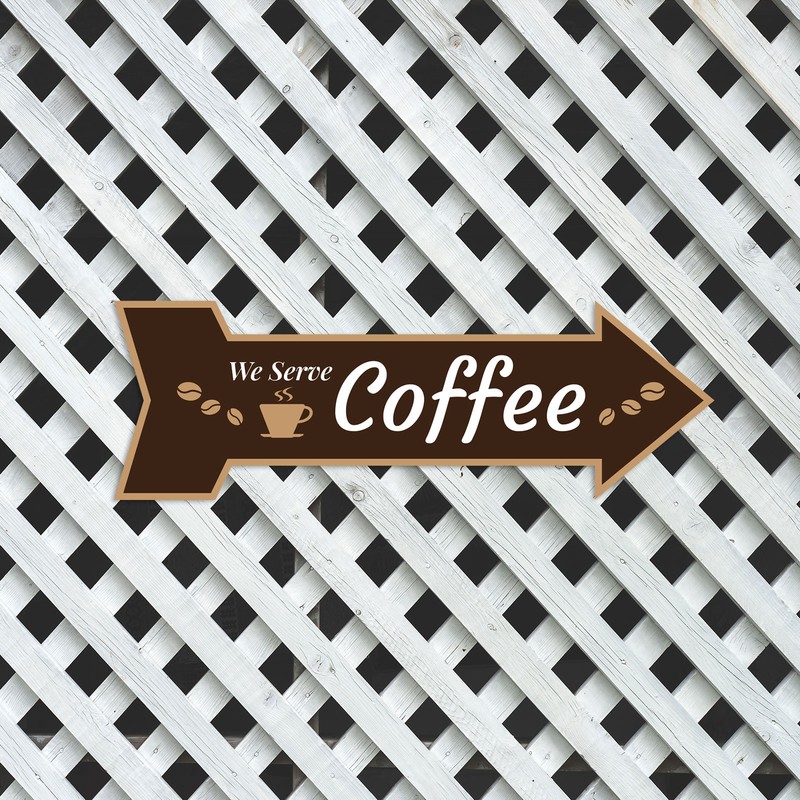 Arrow Shape We Serve Coffee 12x4" Wall or Door Sign | Funny Home Decor gallery