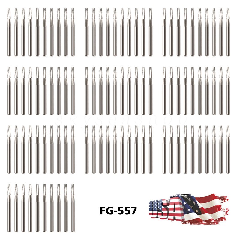 Dental Midwest FG #557 Clinic Length Cross Cut Carbide Burs 100pk gallery