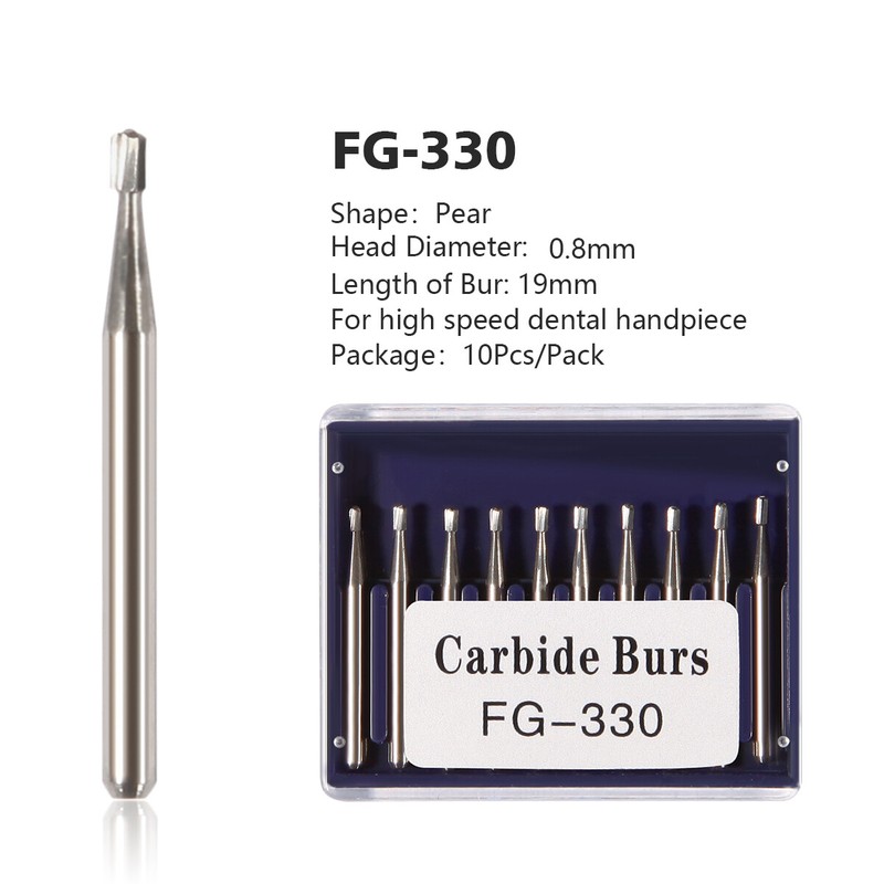 10-100pcs Dental Midwest FG #330 Short Shank Pear Shaped Carbide Burs Bulk 19mm