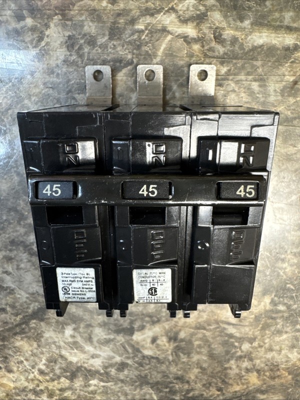 NEW Siemens Circuit Breaker B345 3Pole 45 Amp 10kA @ 240VAC 60Hz