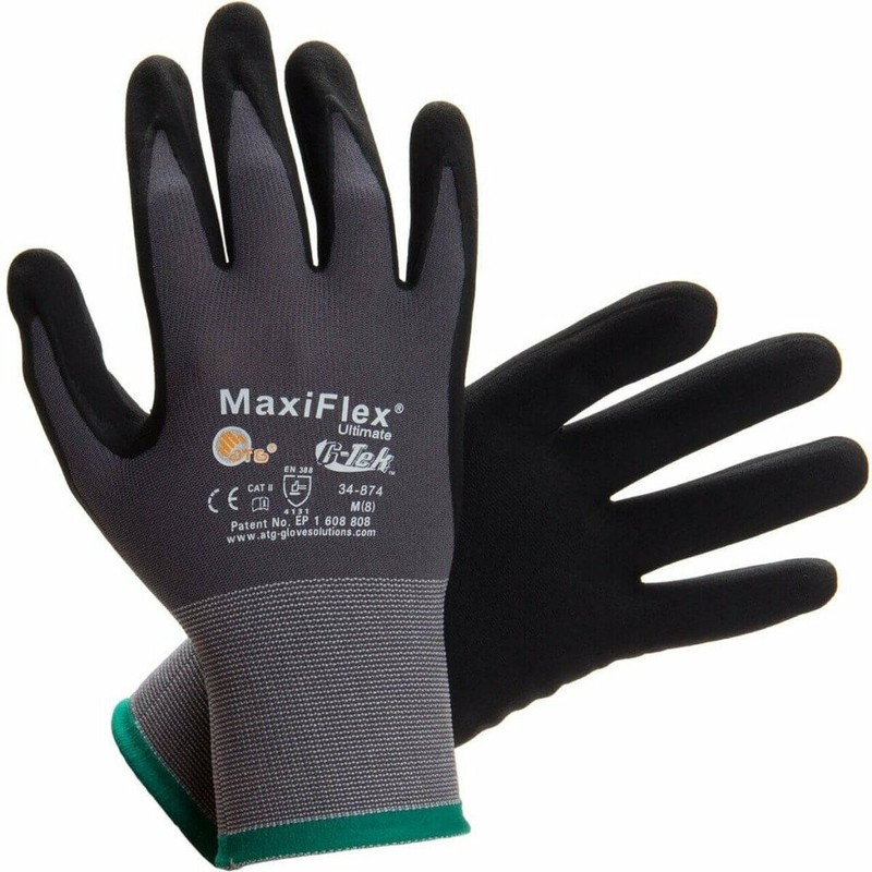 PIP 34-874 MaxiFlex Ultimate Micro Foam Nitrile Grip Coated WORK GLOVES 3 PAIR gallery