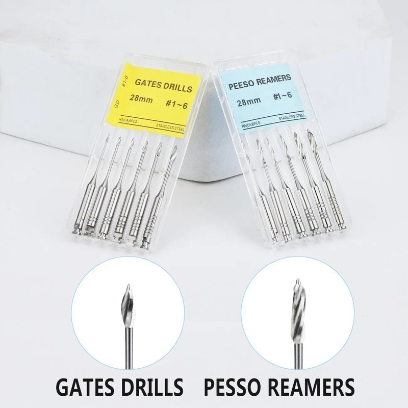 6 Pcs/Pack Dental Endo Root Canal Files Peeso Reamers/GATES DRILLS 28/32mm #1-#6 gallery