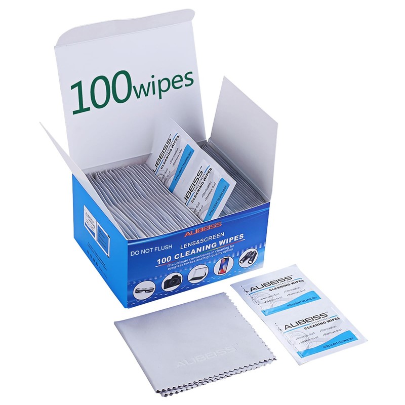 Pre-Moistened Lens Wipes ALIBEISS Screen for 100 Count (Pack of 1)
