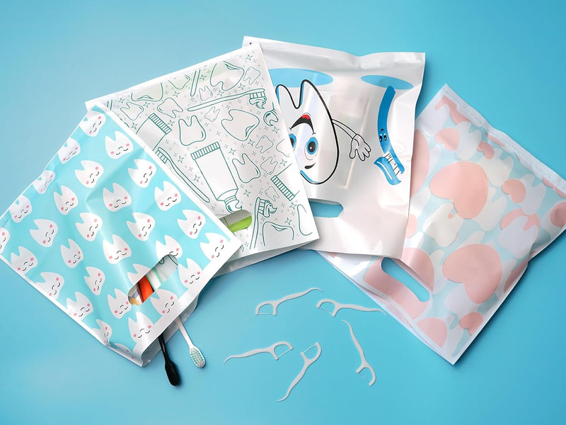 100 Pcs Dental Bags, 9 X 8 Inches Tooth Patient Care Goodie Bags, for Dental ... gallery