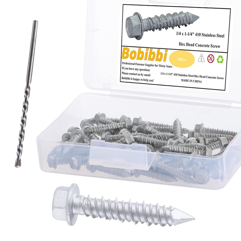 1/4 x 1-3/4" 410 Stainless Steel Hex Head Tapcon Concrete Screw Anchor Anchoring gallery