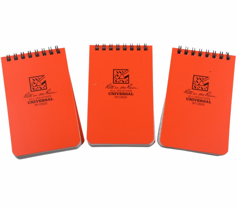 Rite in the Rain Top Spiral Notebook 3″ x 5″ Blaze Orange All Weather 3 Pack