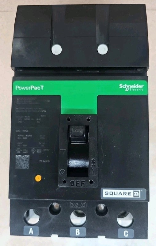USED QGA32200RP Square D PowerPact 200 Amp 240V 3 Pole Circuit Breaker