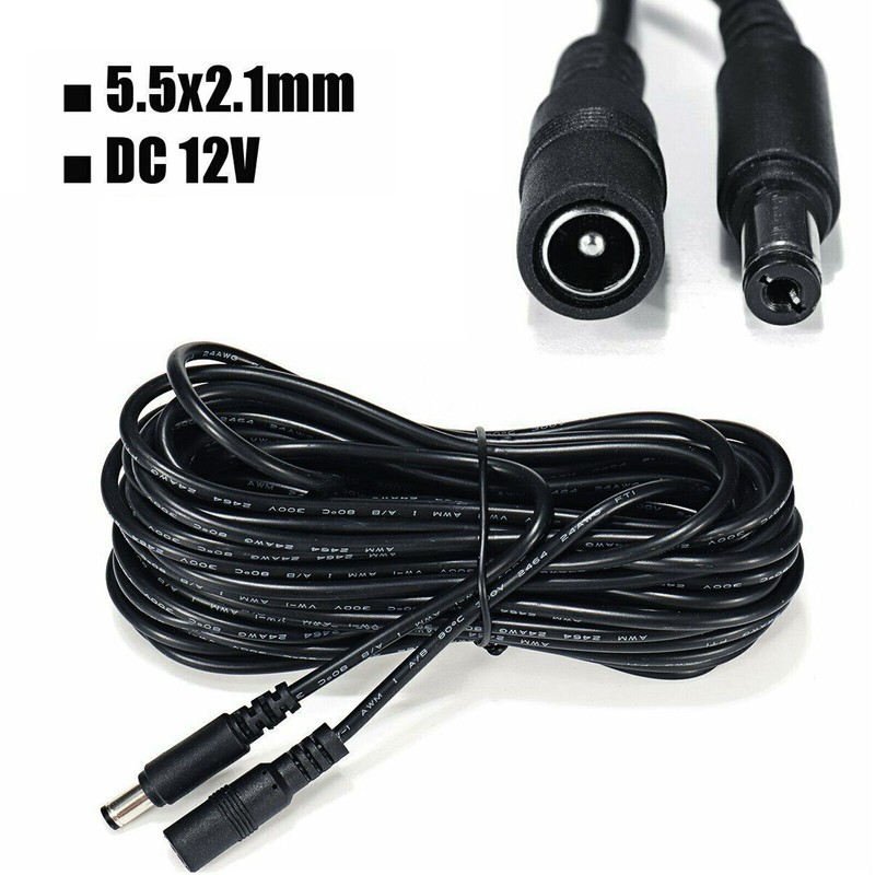 Power Extension Cable for 12V DC 0.3m-20m CCTV LED & Adapters 2.1mmx5.5mm Jack gallery